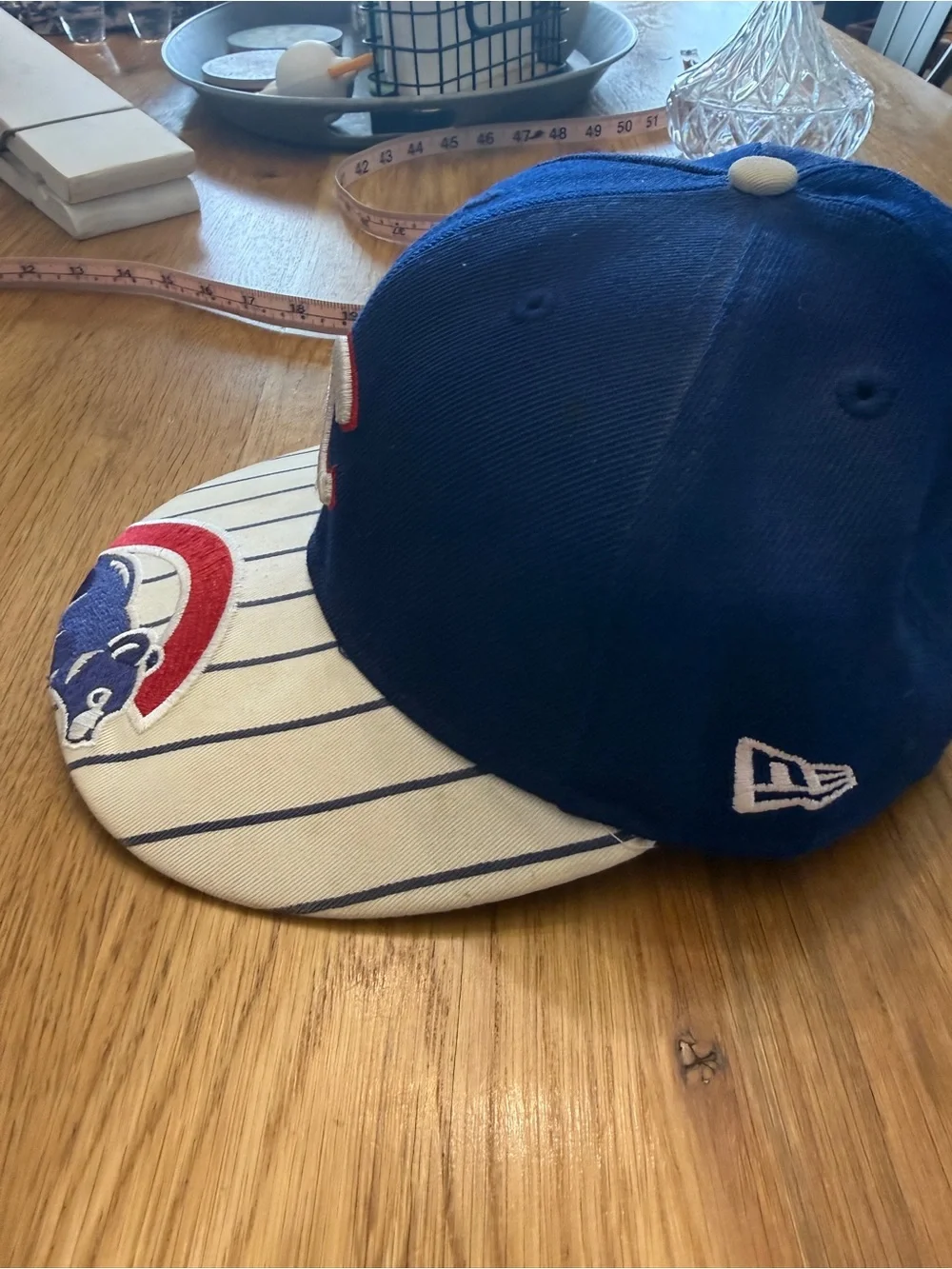 Vintage Cubs Navy and White Pinstripe hat size 7 1/8